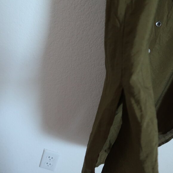 Anthropologie Maeve Olive Army Green Midi Drawstring Shirt Dress Size 4 Small - Picture 6 of 14